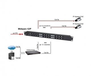 OSNOVO Midspan-12/P пассивный PoE-инжектор Fast Ethernet на 12 портов фото